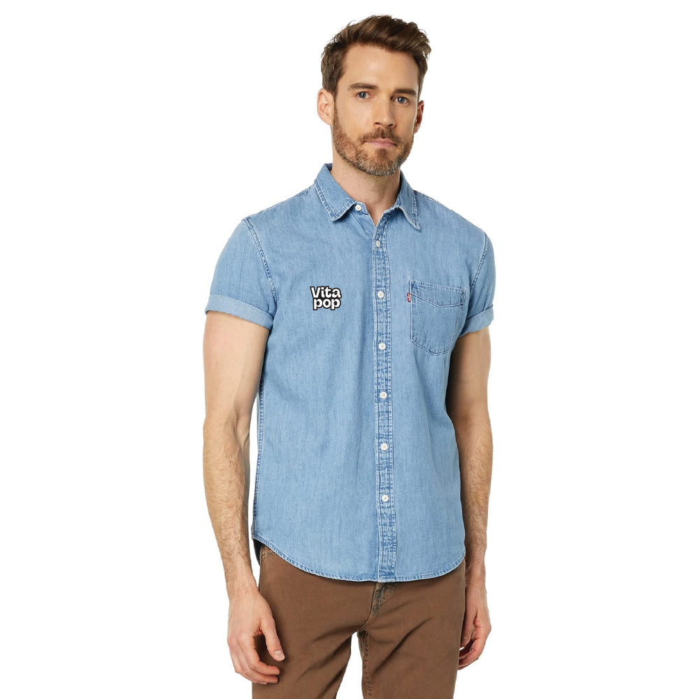 Vita Pop Levi's Denim Pocket Short Sleeve Shirt - Denim