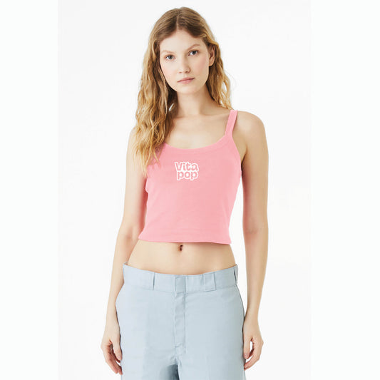 Vita Pop BELLA+CANVAS Women’s Micro Rib Spaghetti Strap Tank - Solid Pink Blend
