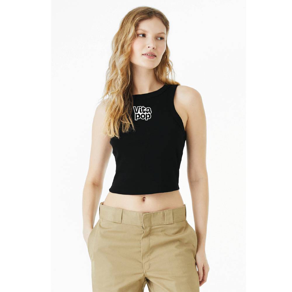 Vita Pop BELLA+CANVAS Women’s Micro Rib Racer Tank - Solid Black Blend