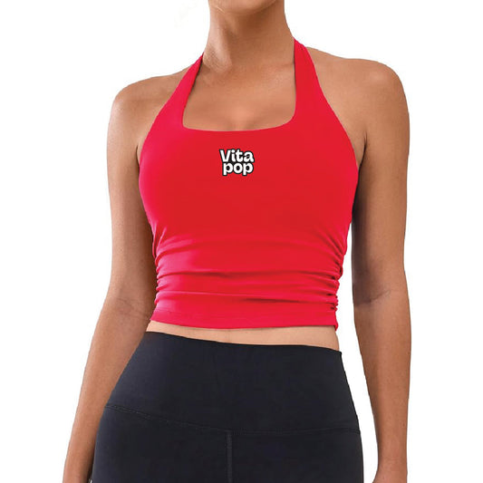 Vita Pop Halter Tank with Built-In Bra - Red