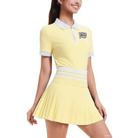 Vita Pop Quarter-Zip Tennis Skirt Set - Yellow