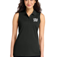 Vita Pop Port Authority Women's Dry Zone UV Micro-Mesh Sleeveless Polo - Deep Black
