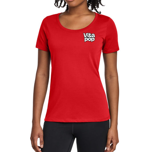Vita Pop Nike Women's Dri-FIT Cotton/Poly Scoop Neck Tee - University Red