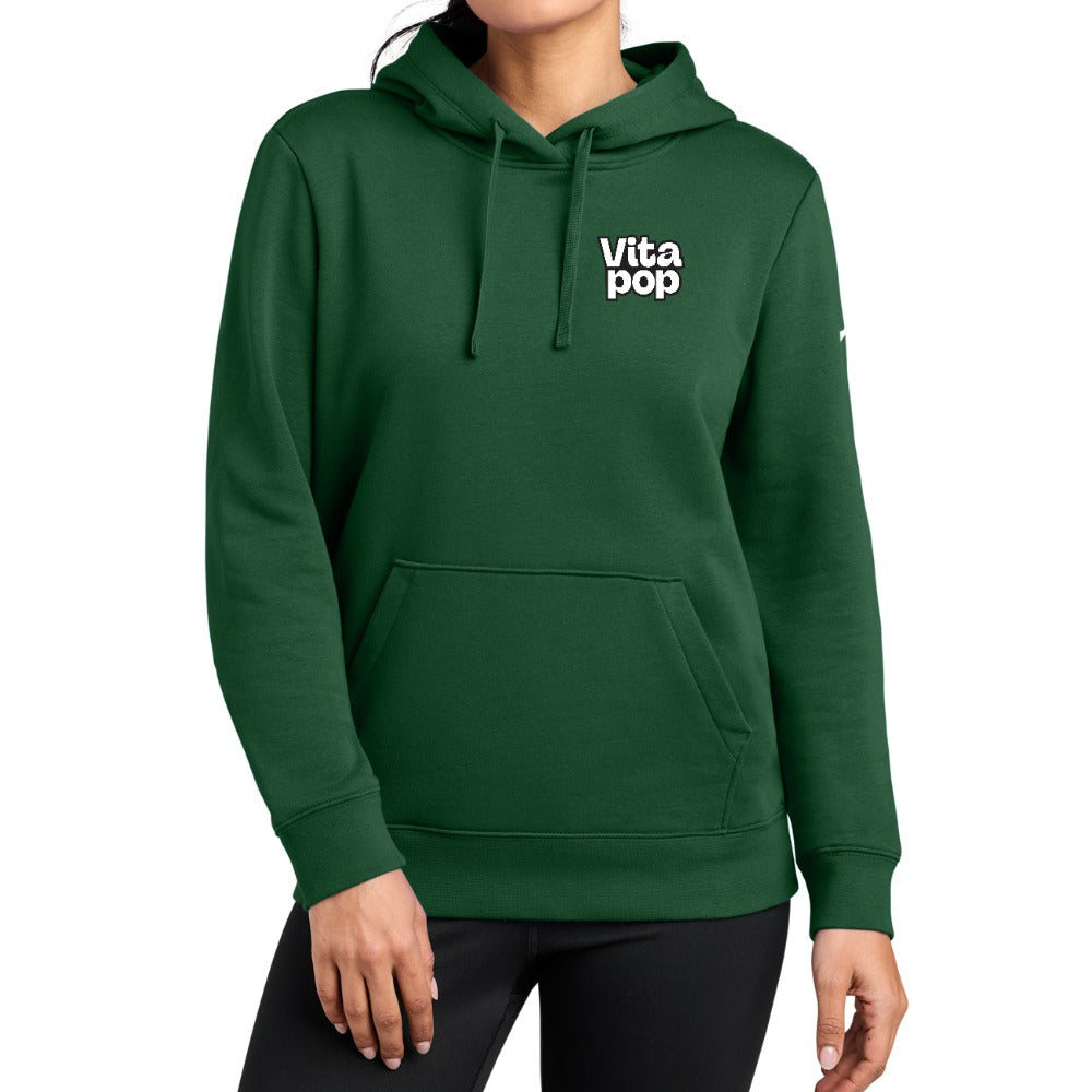 Vita Pop Nike Women's Club Fleece Sleeve Swoosh Pullover Hoodie - Gorge Green