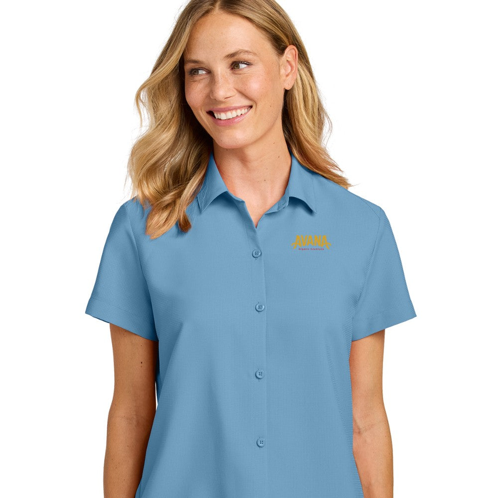 Avana Port Authority Women’s Short Sleeve UV Dockside Shirt - Carolina Blue