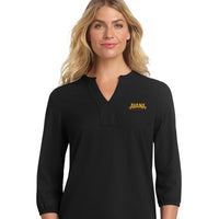 Avana Mercer+Mettle Women's Stretch Crepe 3/4-Sleeve Blouse - Deep Black