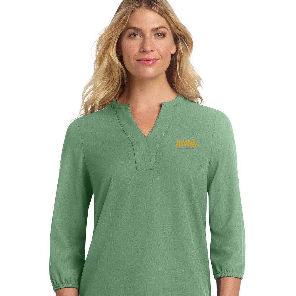 Avana Mercer+Mettle Women's Stretch Crepe 3/4-Sleeve Blouse - Sage