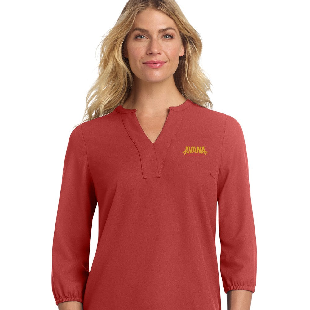Avana Mercer+Mettle Women's Stretch Crepe 3/4-Sleeve Blouse - Terracotta