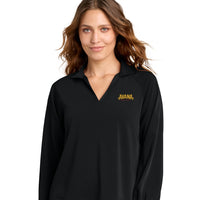 Avana Mercer+Mettle Women’s Long Sleeve Buttery Soft Popover Blouse - Deep Black