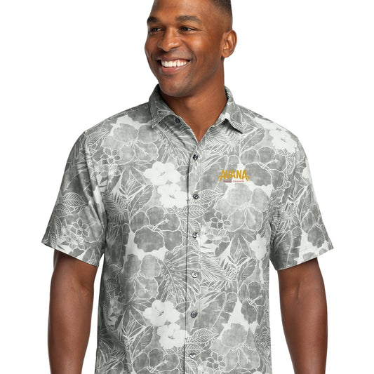 Avana Tommy Bahama Coconut Point Playa Flora Short Sleeve Shirt - Light Grey