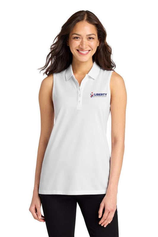 Liberty Beverage Port Authority Women's Dry Zone UV Micro-Mesh Sleeveless Polo - White