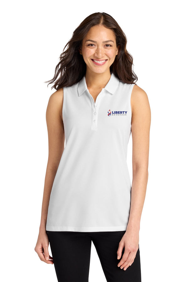 Liberty Beverage Port Authority Women's Dry Zone UV Micro-Mesh Sleeveless Polo - White