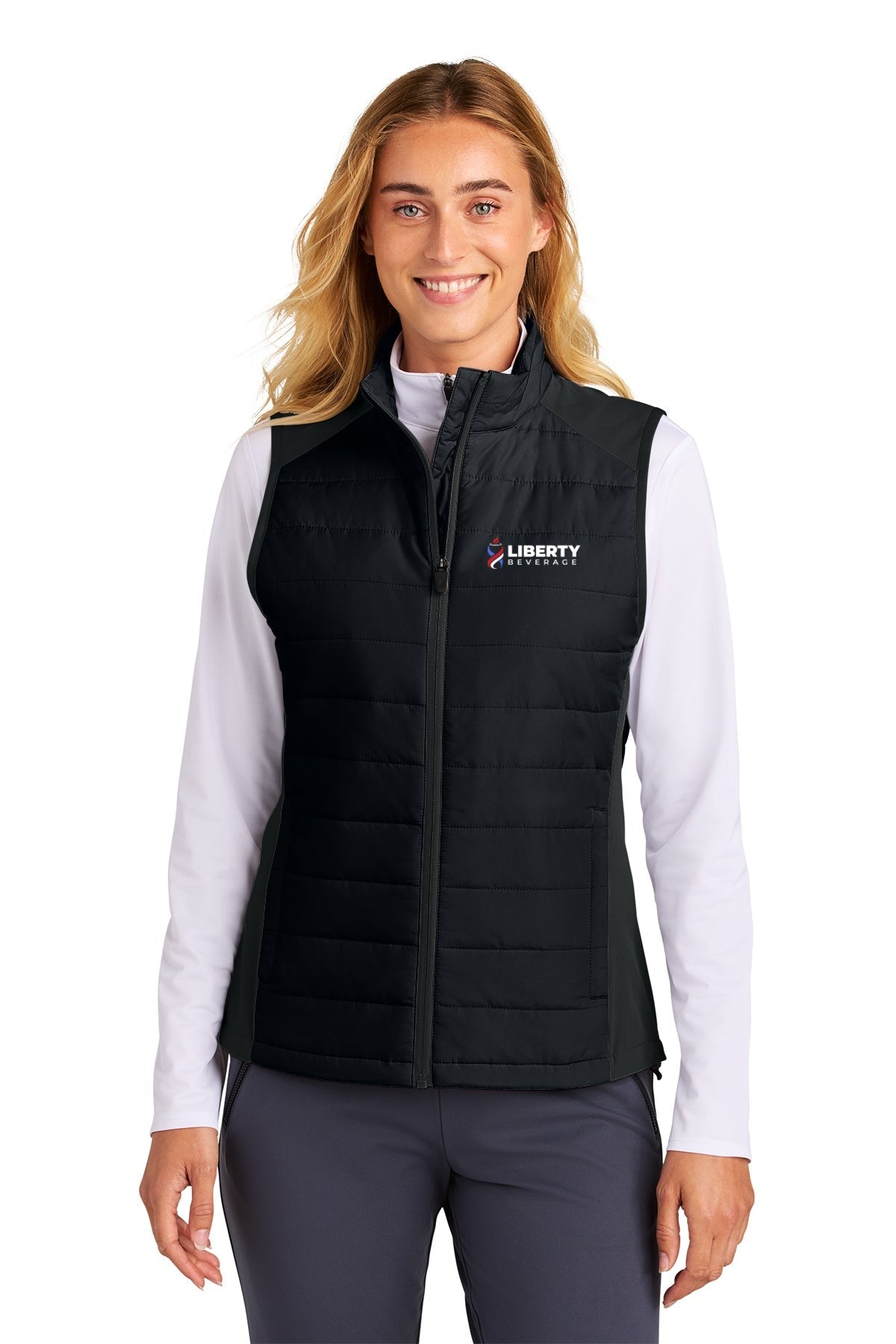 Liberty Beverage Sport-Tek Women's Teknical Hybrid Vest - Black