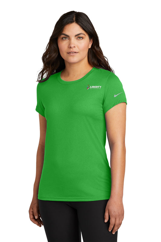 Liberty Beverage Nike Women's Swoosh Sleeve rLegend Tee - Apple Green
