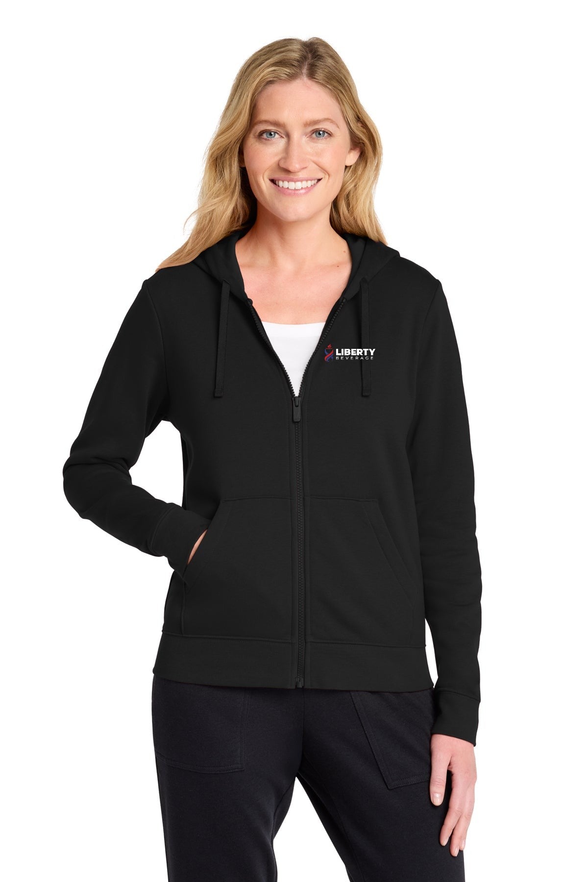Liberty Beverage Nike Women's Club Fleece Sleeve Swoosh Full-Zip Hoodie - Black