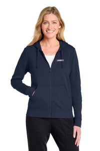 Liberty Beverage Nike Women's Club Fleece Sleeve Swoosh Full-Zip Hoodie - Midnight Navy