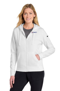 Liberty Beverage Nike Women's Club Fleece Sleeve Swoosh Full-Zip Hoodie - White