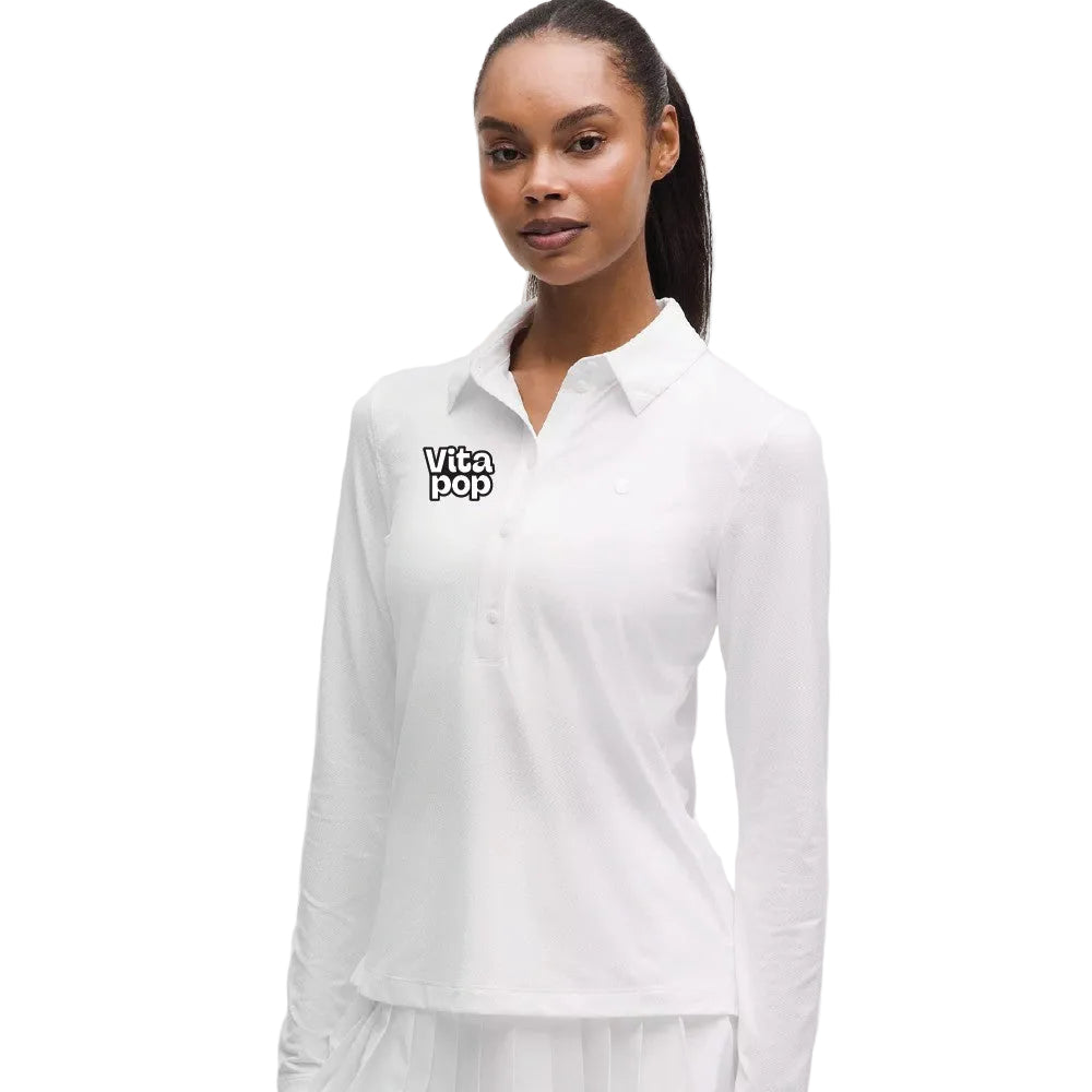 Vita Pop Lululemon Quick-Dry Long-Sleeve Polo Shirt Straight Hem